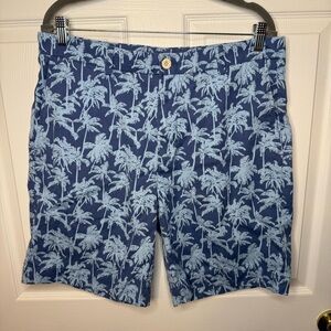 Vineyard Vines Men’s Breaker Short in Blue Tropical Palm Tree Print Size 35 GUC